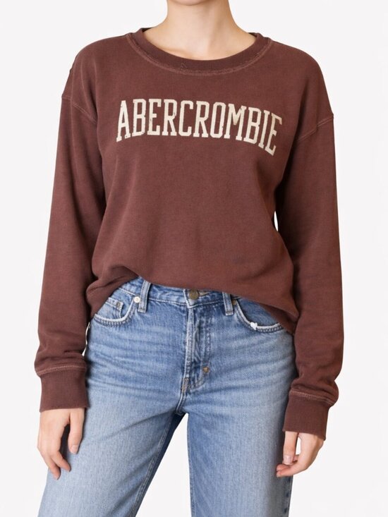 Abercrombie & Fitch Tops - Abercrombie & Fitch Dark Mauve Logo Sweatshirt XS | Vintage Wash Crewneck